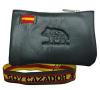 Leather Coin Purse with the Colors of the Bandea of Spain. Handmade Spanish Purse. Includes Keychain and Bracelet of Spain., Green Boar, Classic