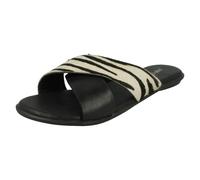 Leather Collection Ladies Leather Collection X Strap Vamp Sandals - Black Zebra - UK 3