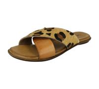 Leather Collection Ladies Leather Collection X Strap Vamp Sandals - Tan Leopard - UK 3