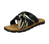 Leather Collection Ladies Leather Collection Zebra Print Mules F00351 - Black Zebra Print - UK 4