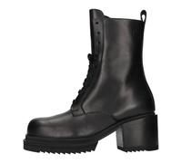 Leather Combat Boots - female - PINKO - Heeled Boots - Black - 7 UK - Shoes 7 UK