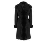 Leather Company Black Luxury 3/4 Length Women's Suede Toscana Sheepskin Coat - UK 20