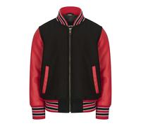 Leather Company Boys Wool Leather Varsity Kids Bomber Jacket White Black Red - Red - 4-5 Years