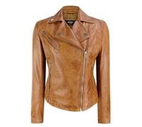 Leather Company Infinity Women's Brando Tan Biker Soft Nappa Leather Jacket - UK 16