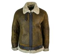 Leather Company Men's Antique Sherling Sheepskin Cream Fur Air Force Pilot RAF Jacket - 5XL