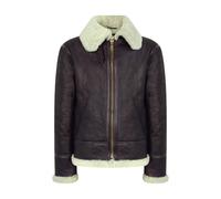 Leather Company Men's Brown Sheepskin Zip Flying Jacket Pilot Flight Ginger Cream - Beige - X-Large