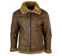 Leather Company Men's Classic Sheepskin RAF Pilot Flying Jacket Tan Ginger Fur Zip - 4XL