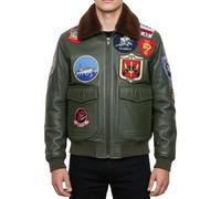 Leather Company Men's Cowhide Top Gun Maverick Leather Aviator Bomber Jacket - Green - 3XL