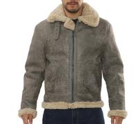 Leather Company Men's Grey Shearling Leather B3 Aviator Bomber Jacket - X-Large