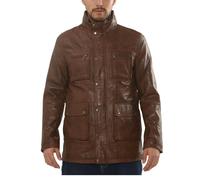 Leather Company Men's Lambskin Leather Stand Collar Field Jacket - Tan - Large