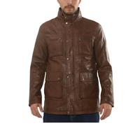 Leather Company Men's Lambskin Leather Stand Collar Field Jacket - Tan - X-Small