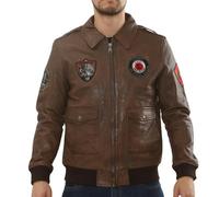 Leather Company Men's Leather Bomber Jacket Pilot Air Force Style - Tan - 2XL