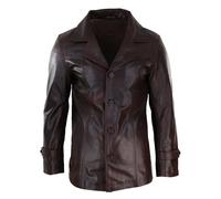 Leather Company Men's Leather Coat Jacket Classic Wine Black Fit - Large