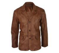Leather Company Men's Leather Jacket Black Classic Blazer - Tan - Large