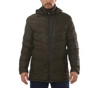TruClothing Men's Real Leather Puffer Jacket Hooded Insulated Quilted Winter Coat - Brown L