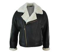Leather Company Men's Sherling Cross Zip Sheepskin B3 Pilot Warm Winter Jacket - Beige - Medium