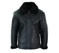 Leather Company Men's Sherling Sheepskin Original B3 Pilot Winter Jacket - Black - 4XL