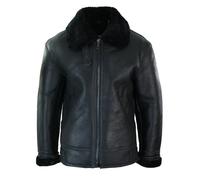 Leather Company Men's Sherling Sheepskin Original B3 Pilot Winter Jacket - Black - Small