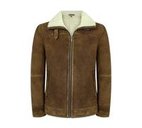 Leather Company Men's Sherling Sheepskin Suede Jacket Brown Tan Zip Flying Pilot WW2 - Small