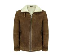 Leather Company Men's Sherling Sheepskin Suede Jacket Brown Tan Zip Flying Pilot WW2 - X-Large