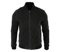 Leather Company Men's Suede Leather Varsity Bomber College Jacket Classic Camel Black - Brown - Small
