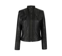 Leather Company Women's Biker Jacket Leather Zipped Fit Nehru Collar - UK 8