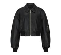 TruClothing Women's Leather Jacket Cropped Bomber Zipper Short Coat - Black Brown XXL