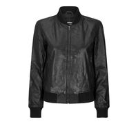 Leather Company Womens Genuine Leather Bomber Jacket Real Leather Casual Varsity Vintage Casual - Black - X-Small