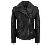 Leather Company Women's Leather Black Biker Jacket - UK 14 - Black