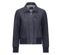 Leather Company Women's Leather Bomber Jacket Short Zipped Brown Tan Black Blue Grey - Navy - UK 16