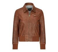 Leather Company Women's Leather Bomber Jacket Short Zipped Brown Tan Black Blue Grey - Timber - UK 18