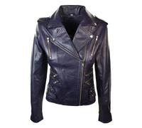 Leather Company Women's Leather Short Biker Jacket - UK 20 - Purple