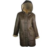 Leather Company Women's Luxury 100% Winter Sheepskin Leather Duffle Jacket Brown Ginger - UK 16