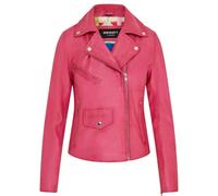 Leather Company Women's Real Leather Brando Style Biker Jacket - Fuchsia - UK 14