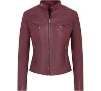Leather Company Women's Real Leather Classic Racer Style Biker Jacket - Burgundy - UK 24