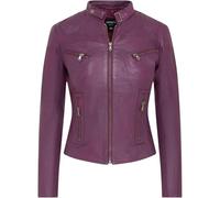Leather Company Women's Real Leather Classic Racer Style Biker Jacket - Plum - UK 24
