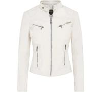 Leather Company Women's Real Leather Classic Racer Style Biker Jacket - White - UK 24