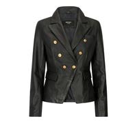 Leather Company Womens Real Leather Jacket Short Retro Vintage Medieval Goth Punk Black Gold - X-Small