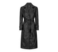 Leather Company Womens Real Leather Trench Coat Mac Classic 3/4 Long Black 1980s Vintage Retro - X-Small
