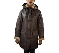 Leather Company Women's Sheepskin Leather Coat Brown Beige Fur Women's Flying Jacket - UK 12