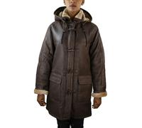 Leather Company Women's Sheepskin Leather Coat Brown Beige Fur Women's Flying Jacket - UK 14