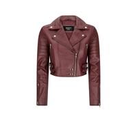 Leather Company Women's Short Leather Jacket Cross Zip Biker Brando Soft Classic - UK 22 - Burgundy