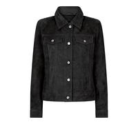 Leather Company Womens Suede Vintage Retro Jeans Jacket Real Leather Short Biker Grease 1980s Classic - Black - Small