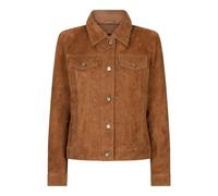 Leather Company Womens Suede Vintage Retro Jeans Jacket Real Leather Short Biker Grease 1980s Classic - Tan - 4XL
