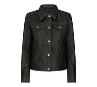 Leather Company Womens Vintage Retro Jeans Jacket Style Real Leather Short Biker Grease 1980s Classic - Black - Large