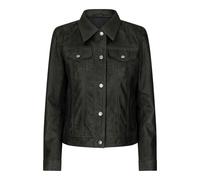 Leather Company Womens Vintage Retro Jeans Jacket Style Real Leather Short Biker Grease 1980s Classic - Black - X-Large
