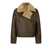 Leather Company Women's Winter 100% Sheepskin Leather Camel Brown Ginger Aviator Jacket - UK 12