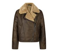 Leather Company Women's Winter 100% Sheepskin Leather Camel Brown Ginger Aviator Jacket - UK 20