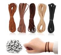 Leather Cords for Jewellery Making, 25m x 2.6mm Leather Necklace Cord Kit Leather String with 100 Clasp, Leather Strip for Jewelry Necklace Making Beading Thread DIY