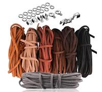 Leather Cords for Jewellery Making, SOSMAR 7 Rolls Leather Necklace Cord String Rope Strips 3mm 35m Suede Cords for Making Bracelets Dream Catcher Home DIY Crafts with Cord Ends